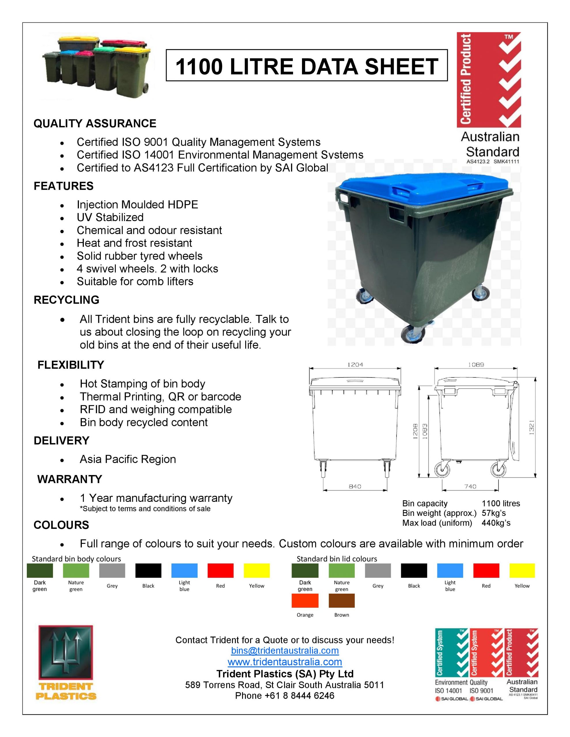 4-wheel 1100L MGB datasheet