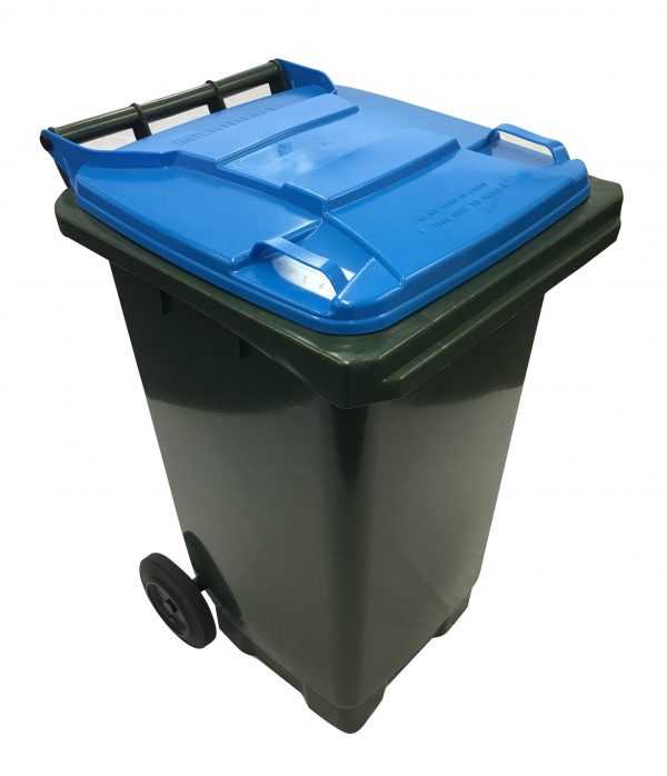 Green body blue lid 140L Mobile Garbage Bin